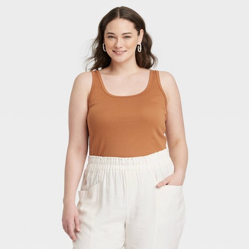 Women's Slim Fit Tank Top - A New Day™ Brown 3x : Target