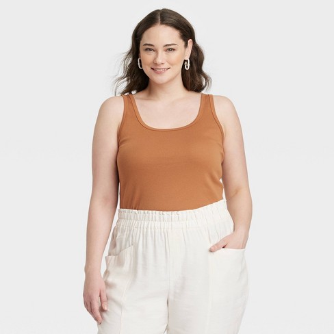 Women's Slim Fit Tank Top - A New Day™ Brown S : Target