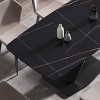 Modern Artificial Dining Table for 6, Sintered Stone Top Kitchen Table, Curved Edge Table with Black X-shaped Metal Legs-The Pop Home - 3 of 4