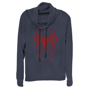 Juniors Womens Marvel Spider-Man Icon Badge Cowl Neck Sweatshirt - 1 of 3
