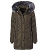 Sportoli Women Long Quilted Plush Lined Outerwear Puffer Jacket Winter Coat with Fur Hood - 4 of 4