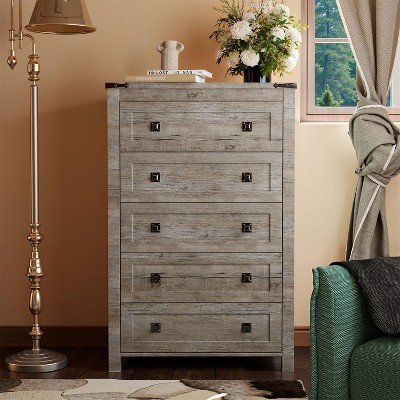 Dresser for Bedroom, Farmhouse Wood Rustic Wide Chest of Drawers, Storage Dressers Organizer for Bedroom, Living Room, Hallway