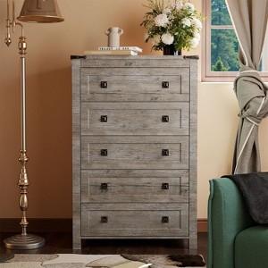 Dresser for Bedroom, Farmhouse Wood Rustic Wide Chest of Drawers, Storage Dressers Organizer for Bedroom, Living Room, Hallway - 1 of 4
