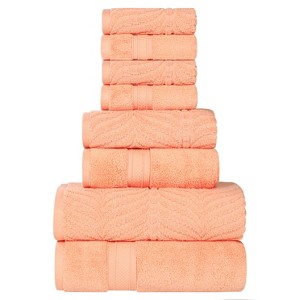 Chevron Zero Twist Cotton Solid and Jacquard Hand Towel Set of 6 by Blue Nile Mills - 1 of 4