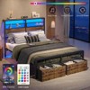 Pinmoco Platform Bed Frame with Adjustable LED Storage Headboard 2 Drawers & Charging Station Metal Bed - 4 of 4