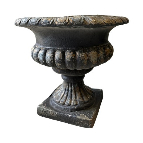 Slickblue Vintage Rustic Ornate Cast Iron Black Planter Urn : Target