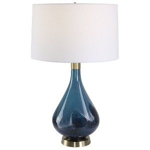 Uttermost Riviera Table Lamp – 27.75"H Sapphire & Navy Blue Art Glass with Antique Brass Accents - 1 of 4