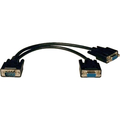 Tripp Lite VGA Monitor Y Splitter Cable (HD15 M/2xF) 1-ft. - HD-15 Female - HD-15 Male - 12"