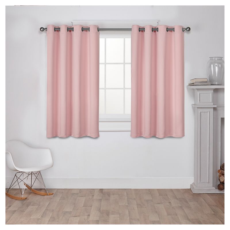 Set of 2 Sateen Twill Weave Insulated Blackout Grommet Top Window Curtain Panels - Exclusive Home, 1 of 11