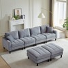 VASIP 122" U-Shaped Black Corduroy Sectional - Modular Sofa with 2 Pillows and Dual Ottomans, for Living Room,Apartment - 2 of 4