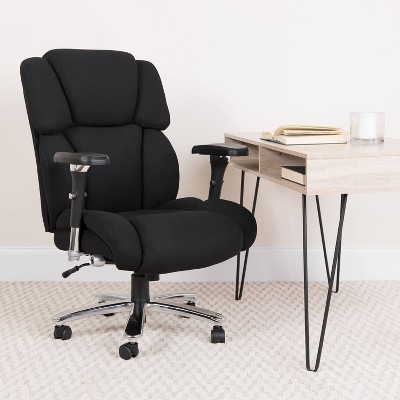 48" Fabric Rated Executive Swivel Ergonomic Office Chair with Tufted Headrest & Back Black - Riverstone Furniture