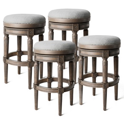 Maven Lane Pullman Backless Upholstered Kitchen Stool with Fabric Cushion Seat, Set of 4