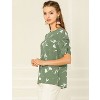 INSPIRE CHIC Women's Floral Summer Crew Neck Casual Shirred Short Sleeve Blouse - 4 of 4