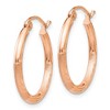 Black Bow Jewelry 2mm x 20mm 14k Rose Gold Satin & Diamond-Cut Round Hoop Earrings - 2 of 4