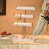 3 Tier Bracelet Holder, Detachable T Bar White Velvet Jewelry Organizer - 2 of 4