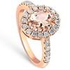 Pompeii3 1 1/2 CT Oval Morganite & Diamond Halo Ring 14K Rose Gold - 3 of 4