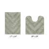 Hugo 2-Piece Bath Rug Set 100% Premium Cotton Tufted Chevron Pattern Bathmats for Bathroom, Super Soft Absorbent Machine Washable - 2 of 4