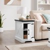 TIRAMISUBEST White Farmhouse End Table - Rustic Nightstand with Barn Door & Adjustable Shelf for Living Room/Bedroom - 3 of 4