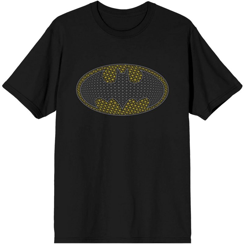 Batman Classic Logo Colored Dots Men's Black T-shirt, 1 of 2