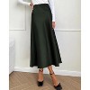 Women's 2025 Satin Midi Skirt - Elegant High Waist A-Line for Cocktail & Wedding Events Dark Army Green - 3 of 4