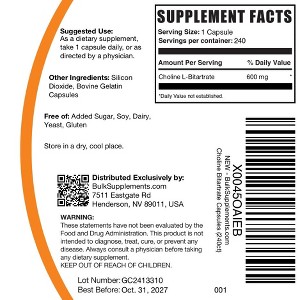 BulkSupplements Choline L-Bitartrate Capsules - 1 of 4