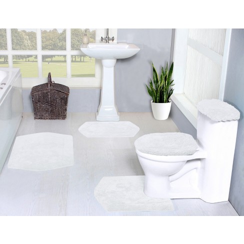 Set Of 5 Waterford Collection White Cotton Tufted Bath Rug Set - Home ...