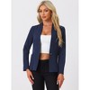 Allegra K Women's Solid Stand Collar Buttoned Long Sleeve Casual Blazer - 3 of 4