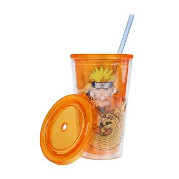 Naruto 16 Oz. Acrylic Cup With Reusable Staw and Ice Cubes
