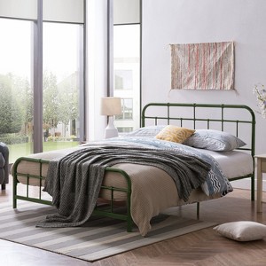 Christopher Knight Home Sabine Industrial Iron Platform Bed Frame with Rounded Corner Headboard and Footboard - 1 of 4