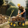 VEVOR 500 Lbs Steel Garden Cart, Heavy Duty Garden Wagon Cart Pullable on Wheels, Metal Yard Utility Wagon Carts with 10" All Terrain Tires, Black - 2 of 4