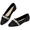 Perphy Women's Pearl Decor Pointy Toe Tweed Plaid Ballet Flats - 2 of 4