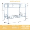 VASIP Twin Over Full Metal Bunk Bed with Ladder, Heavy Duty Frame & Full-Length Guardrail for Teens and Adults,White - 2 of 4