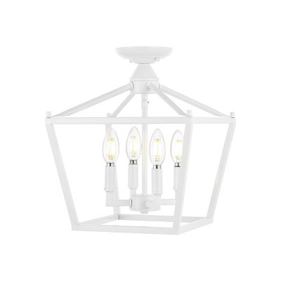 JONATHAN Y Plains Mini Lantern Modern 4-Light 12-in Brass Gold LED