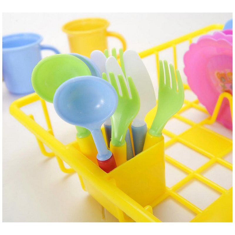 Insten 28 Piece Play Dishes for Kids Kitchen Wash and Dry Tea Playset, 5 of 9