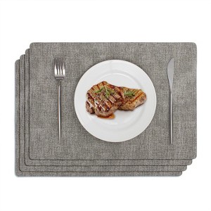 Aoibox Vinyl Placemats Set of 4 - Faux Leather Heat Resistant, Waterproof Oilproof Wipe Clean Table Mats for Indoor & Outdoor Dining - 1 of 4