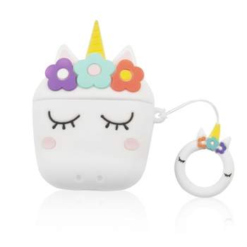 Insten Cute Case Compatible With Airpods 1 & 2 - Fluffy Pom Pom Protective  Silicone Cover With Keychain, White : Target