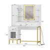 Makeup Vanity Desk, Adult Dressing Table, Vanity Desk with Lights in 3 Colors, Charging Station, Drawers, for Bathroom, Bedroom, White - 4 of 4