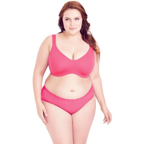 Hips & CurvesWomen's Plus Size Seamless Underwire Bra - Shocking Pink