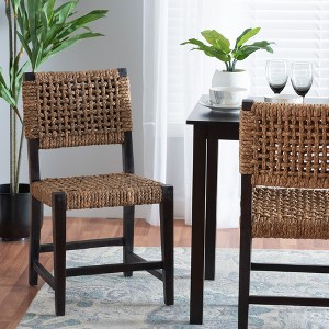 bali & pari Alise Modern Bohemian Dark Brown Mahogany Wood and Seagrass Dining Chair - 1 of 4