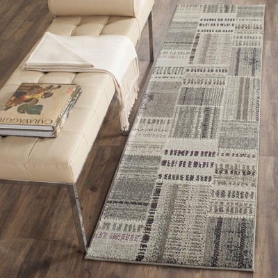 Boho-Chic Monaco 26" Grey/Multi Geometric Synthetic Area Rug