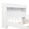 DOMETOUR Twin Pine Wood Bed with Bookcase Headboard ,LED Motion Sensor Light, Guardrails,White - 4 of 4