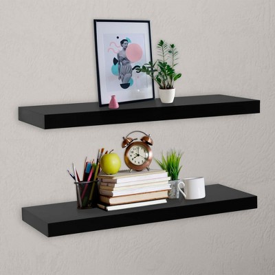 vidaXL Floating Wall Shelves 2 pcs Black 39.4 in.x7.9 in.x1.5 in.