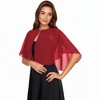 Anna-Kaci Women’s Sheer Flutter Sleeve Capelet Topper with Flowing Layered Silhouette and Elegant Front Closure - 2 of 4