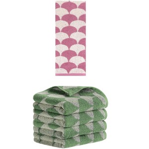 REGALWOVEN 5 Pack Cotton Soft Absorbent Geometric Pattern Hand Towels 13" x 29" - 1 of 4