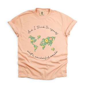 Simply Sage Market Women's What A Wonderful World Short Sleeve Garment Dyed Tee - 1 of 4