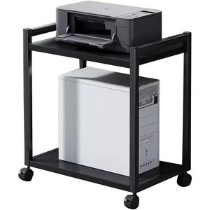 Computer Tower Stand，Large Printer Stand，Metal Holder Cart Under Desk with 360° Rotating Wheels, Mobile Printer Table for Home and Office - 1 of 4