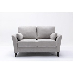 TiramisuBest 45" Dark Gray Loveseat with Solid Wood Frame, Espresso Arms, Full Foam Cushion for Living Room and Bedroom - 1 of 4