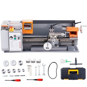 VEVOR Benchtop Metal Lathe, 7'' x 13.78'', offers precise metalworking with a 0-2200 RPM variable speed, powered by a 500W brush motor, Grey - 1 of 4