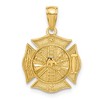 Black Bow Jewelry 14k Yellow Gold Reversible Fire Department Shield Pendant - 3 of 4