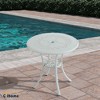 CLIHOME 25.6" Cast Aluminum Patio Table Round Outdoor Coffee Table with Umbrella Hole - 2 of 4